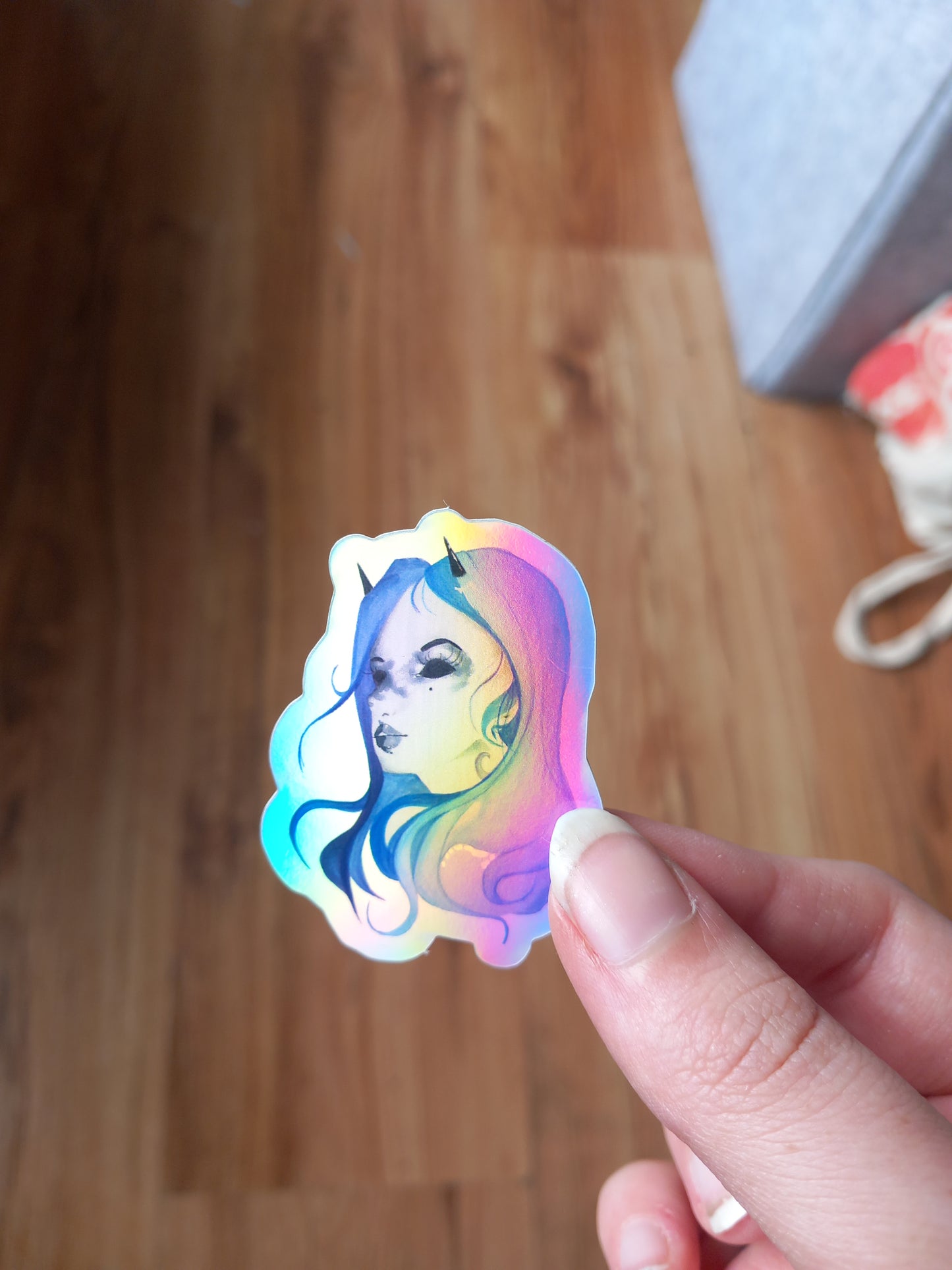 Devil girl holographic sticker